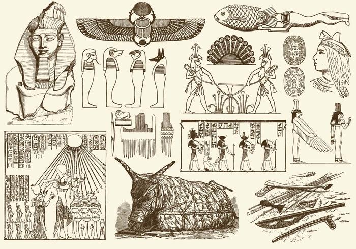 Diferentes diseños con motivos egipcios