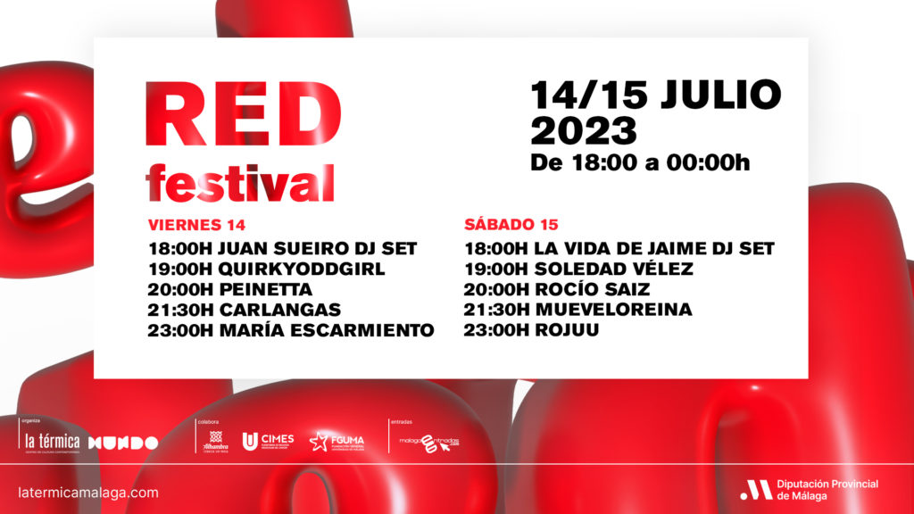 Horarios del RED Festival con Rojuu, Carlangas y María Escarmiento como artistas principales